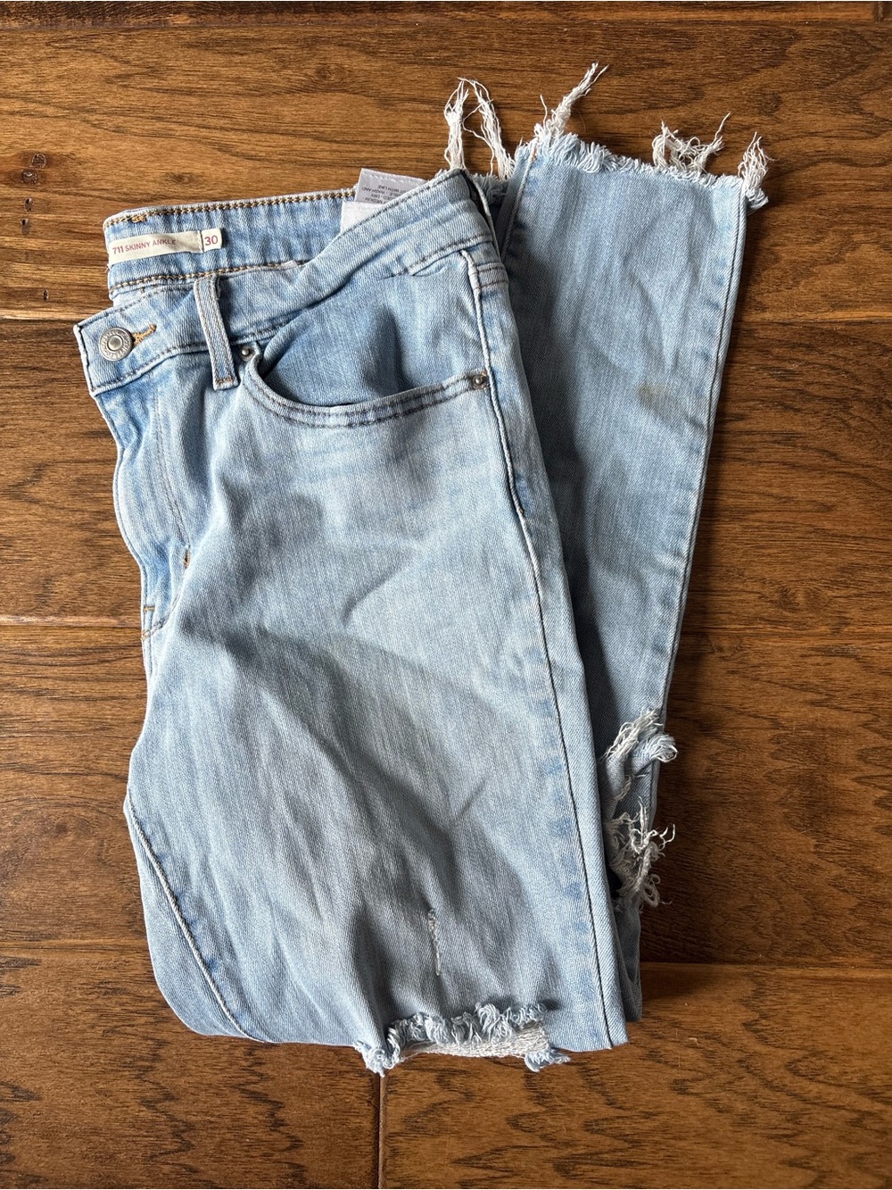 Levi's Light Wash Distressed Cropped Jeans